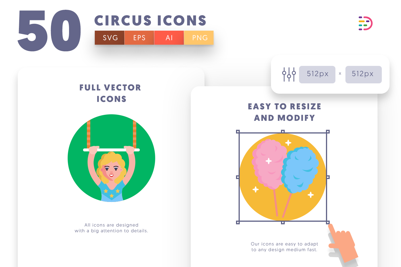 Full vector 50 Circus Icons