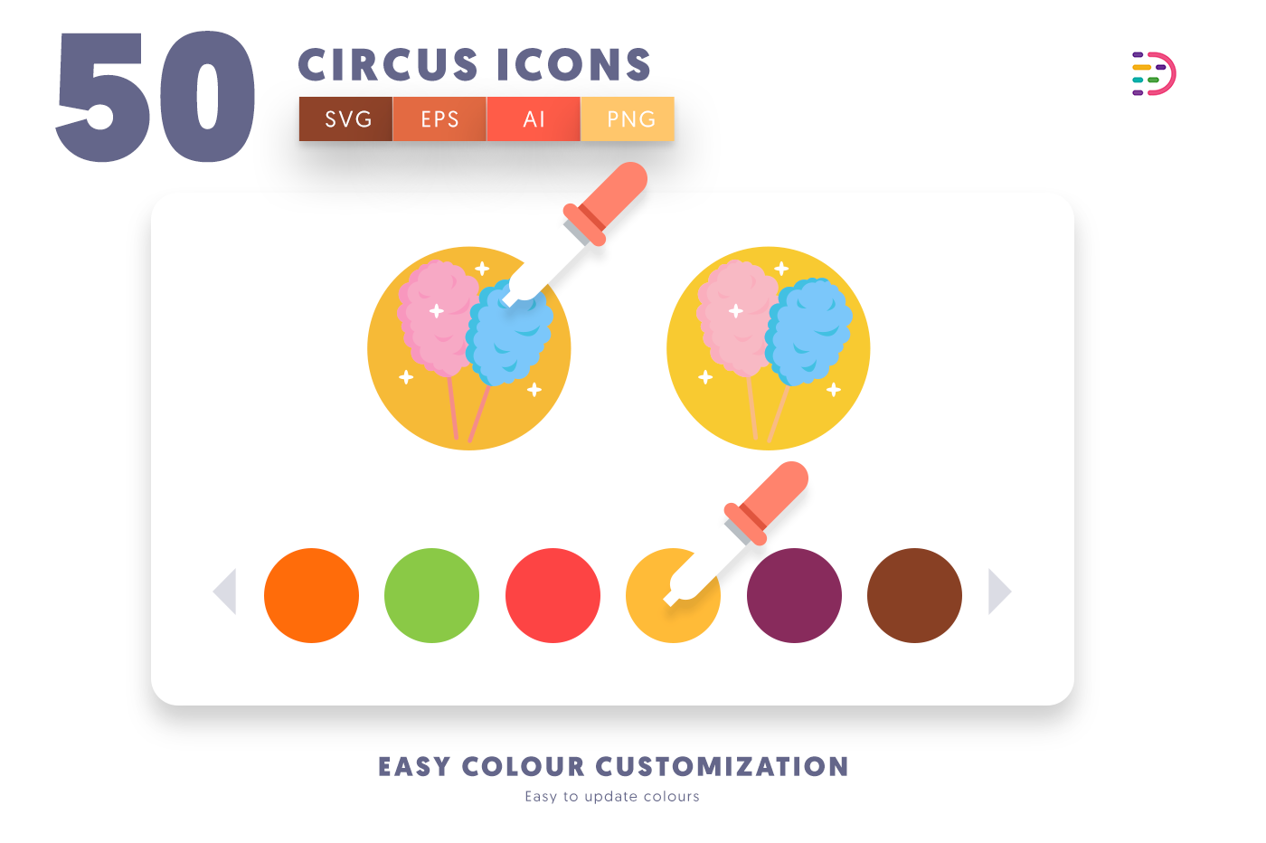 Customizable and vector 50 Circus Icons