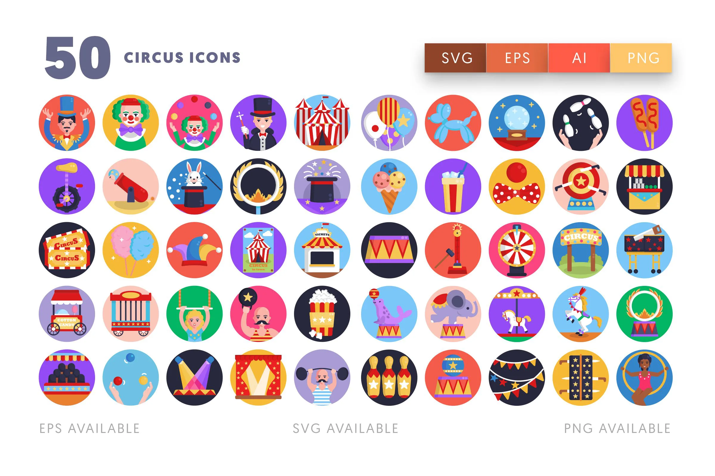 Circus icons png/svg/eps