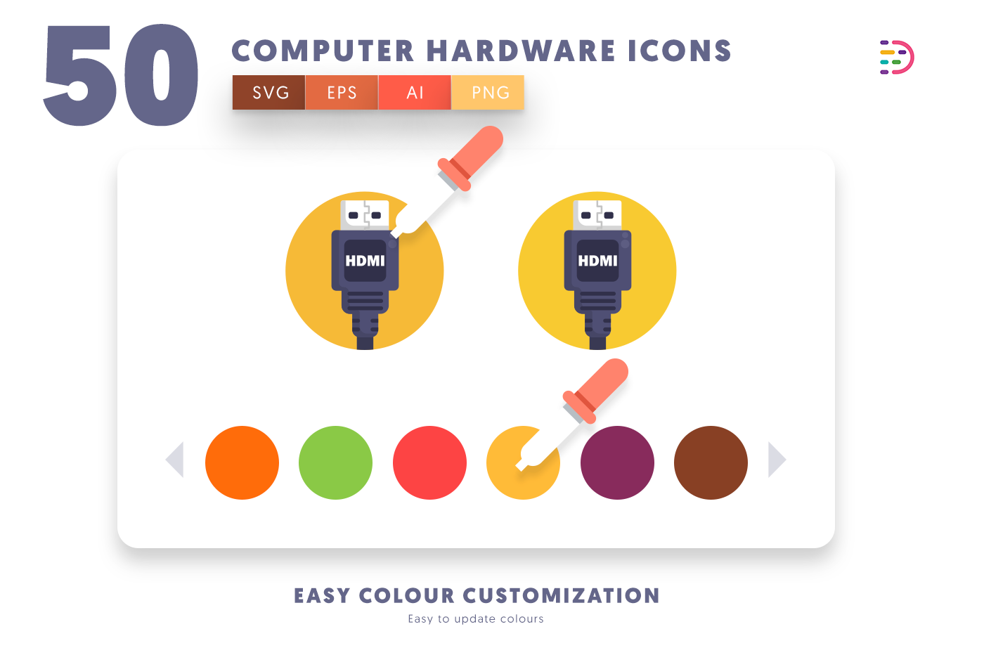 Customizable and vector Computer Hardware Icons