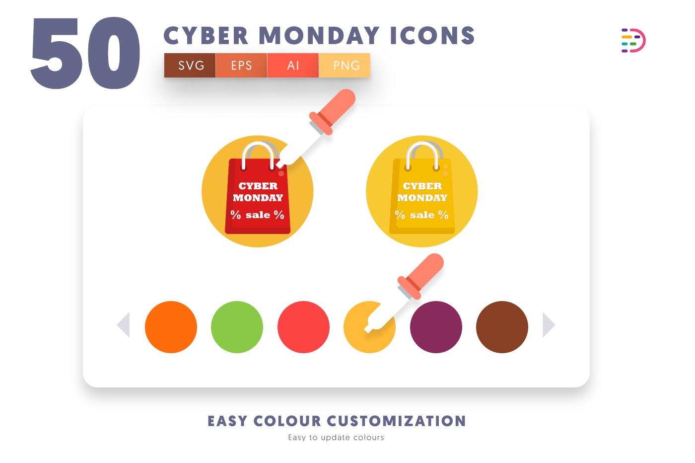 Customizable and vector Cyber Monday Icons