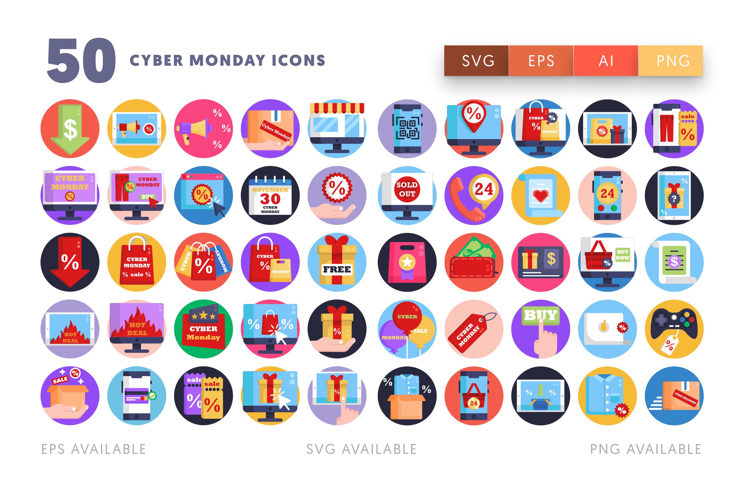 Cyber Monday icons png/svg/eps