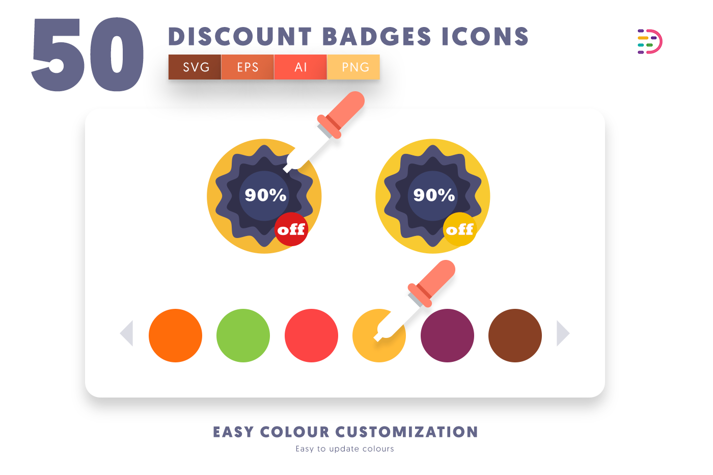 Customizable and vector Discount Badges Icons