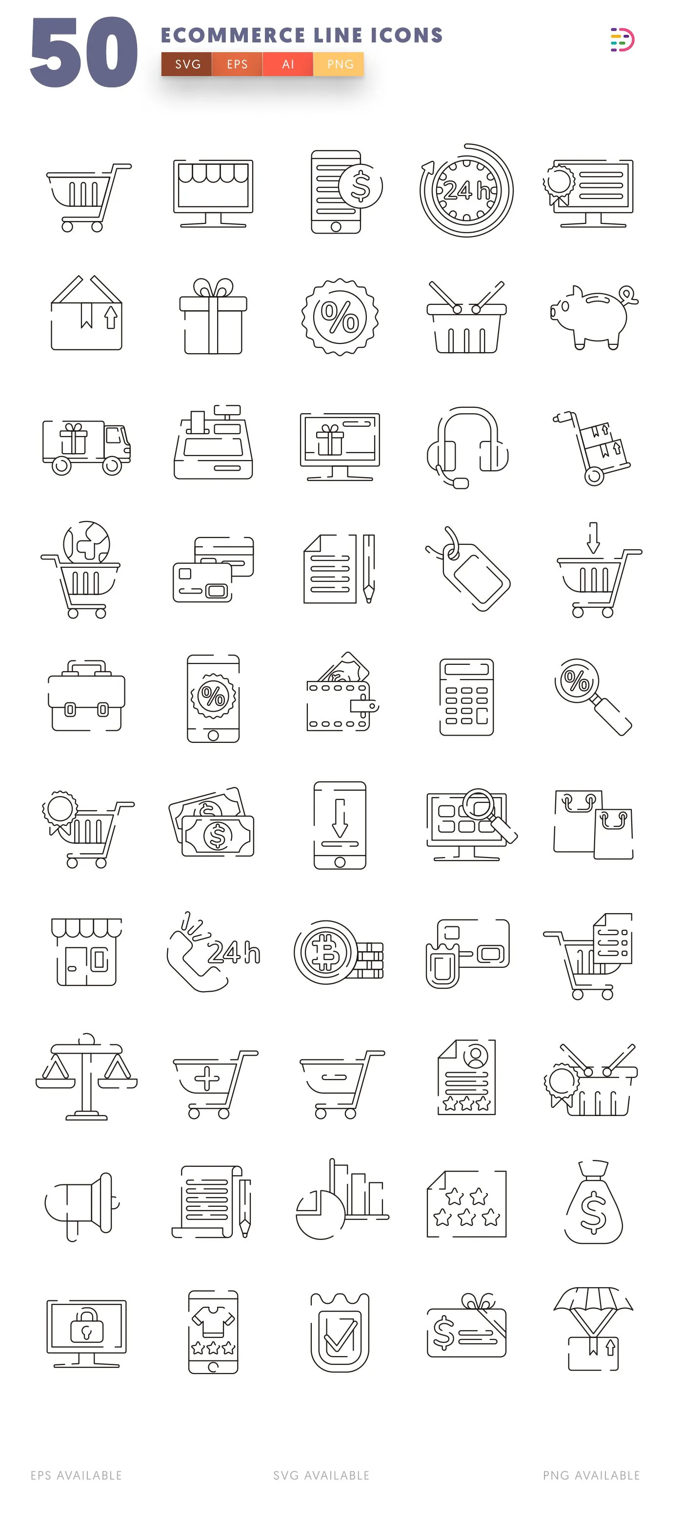 Ecommerce Line icon pack