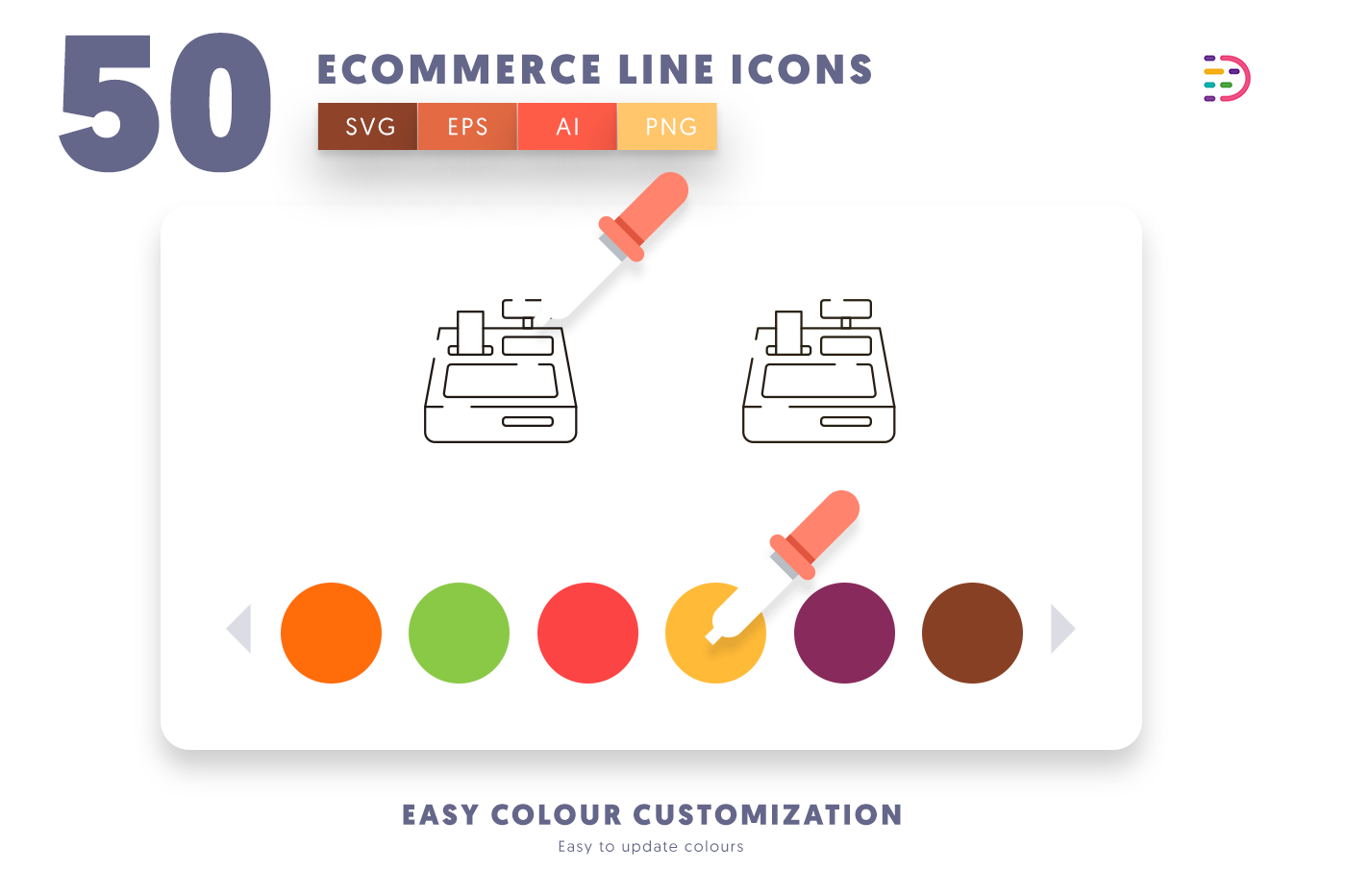 Customizable and vector Ecommerce Line Icons