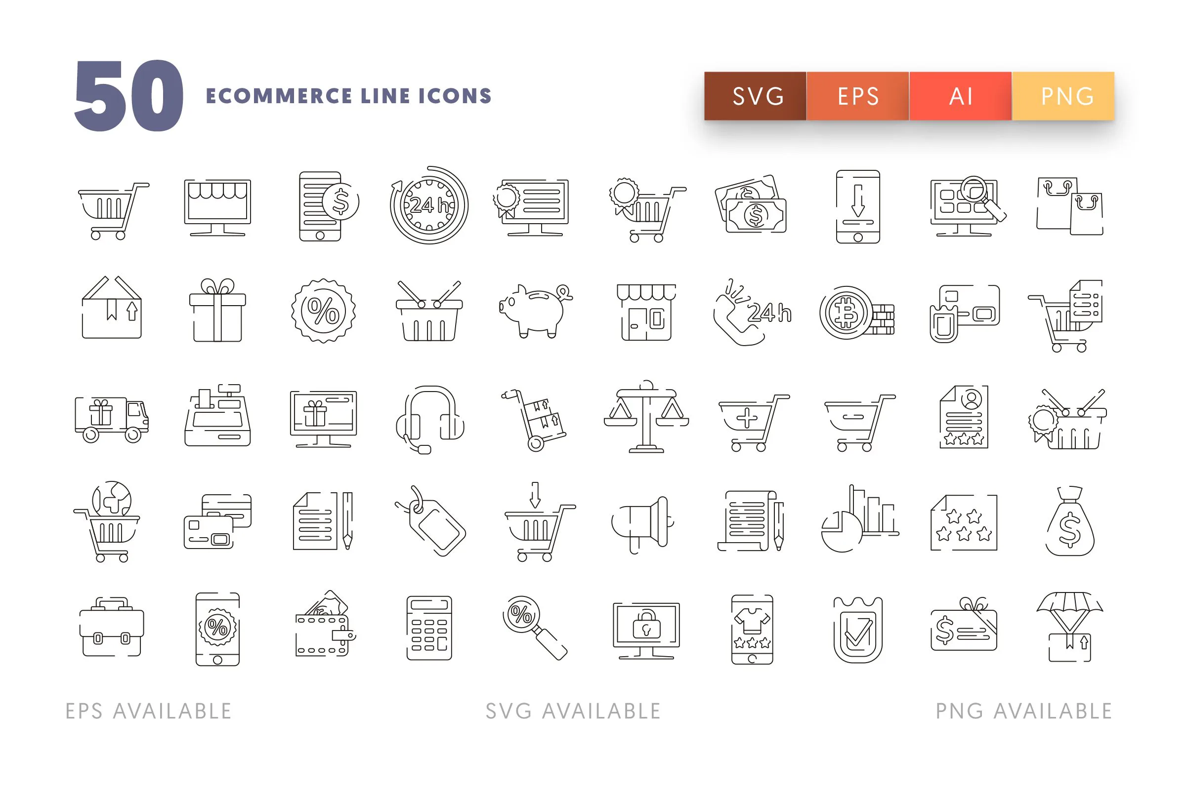 Ecommerce Line icons png/svg/eps
