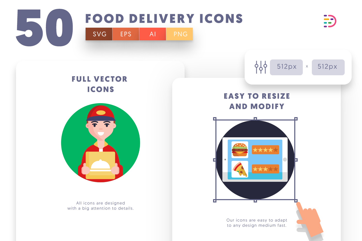 Full vector Food delivery Icons