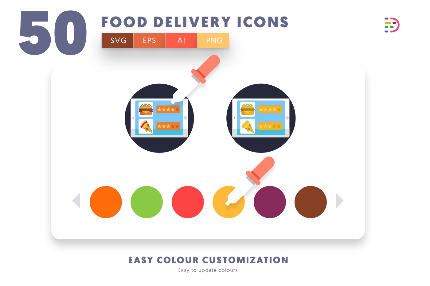 Customizable and vector Food delivery Icons