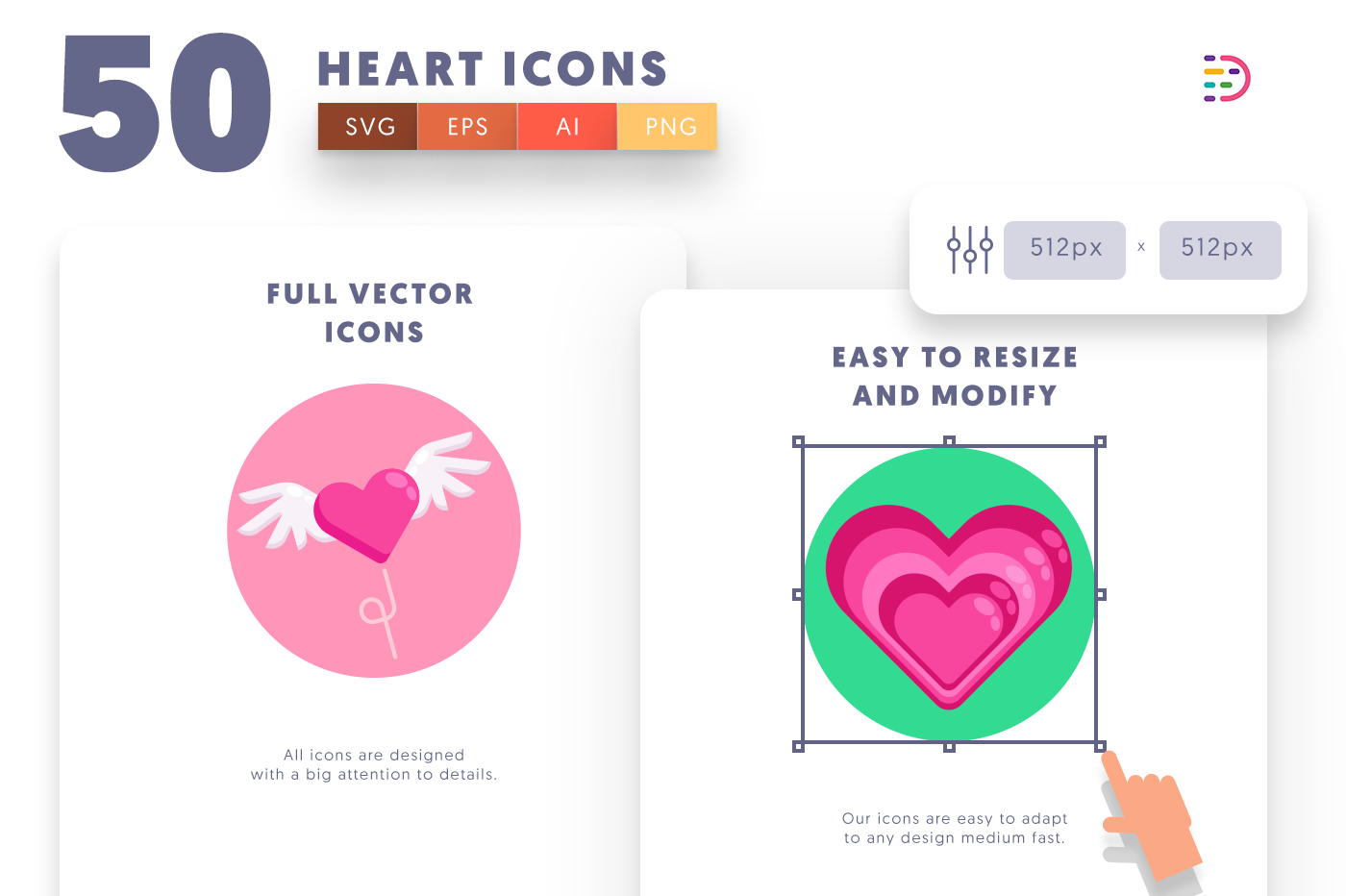 Full vector Heart Icons