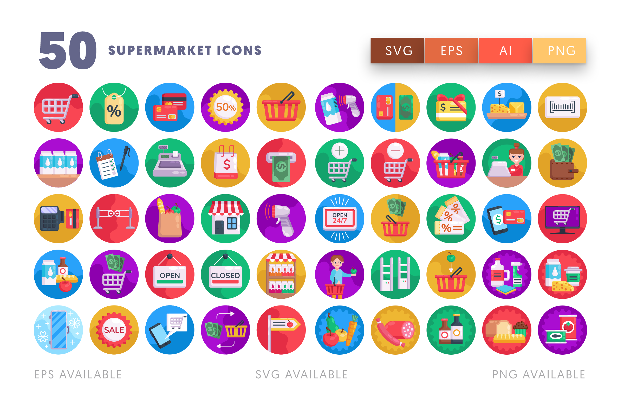 Supermarket icons png/svg/eps