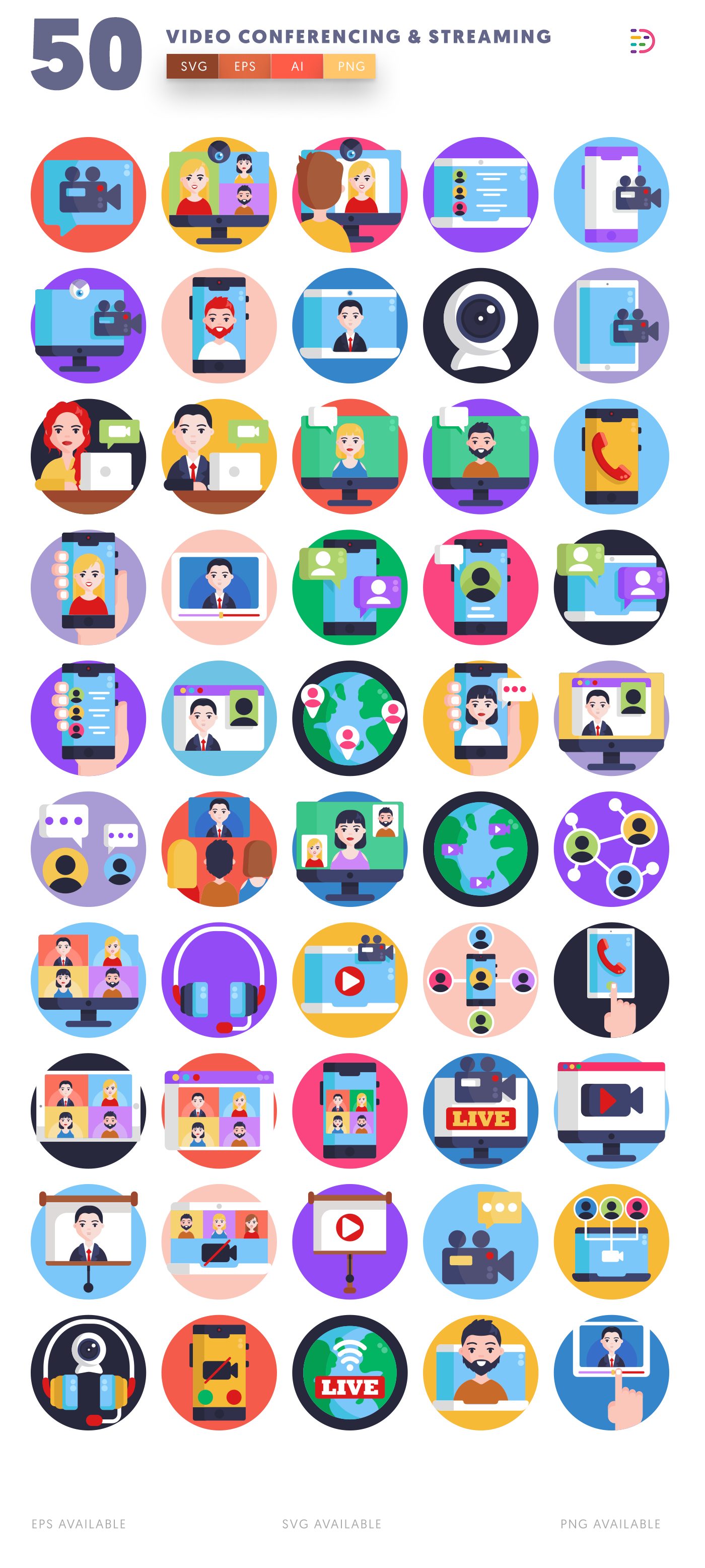 Video Conference and Streaming icon pack