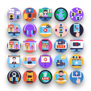Video Conference Streaming Icons Cover