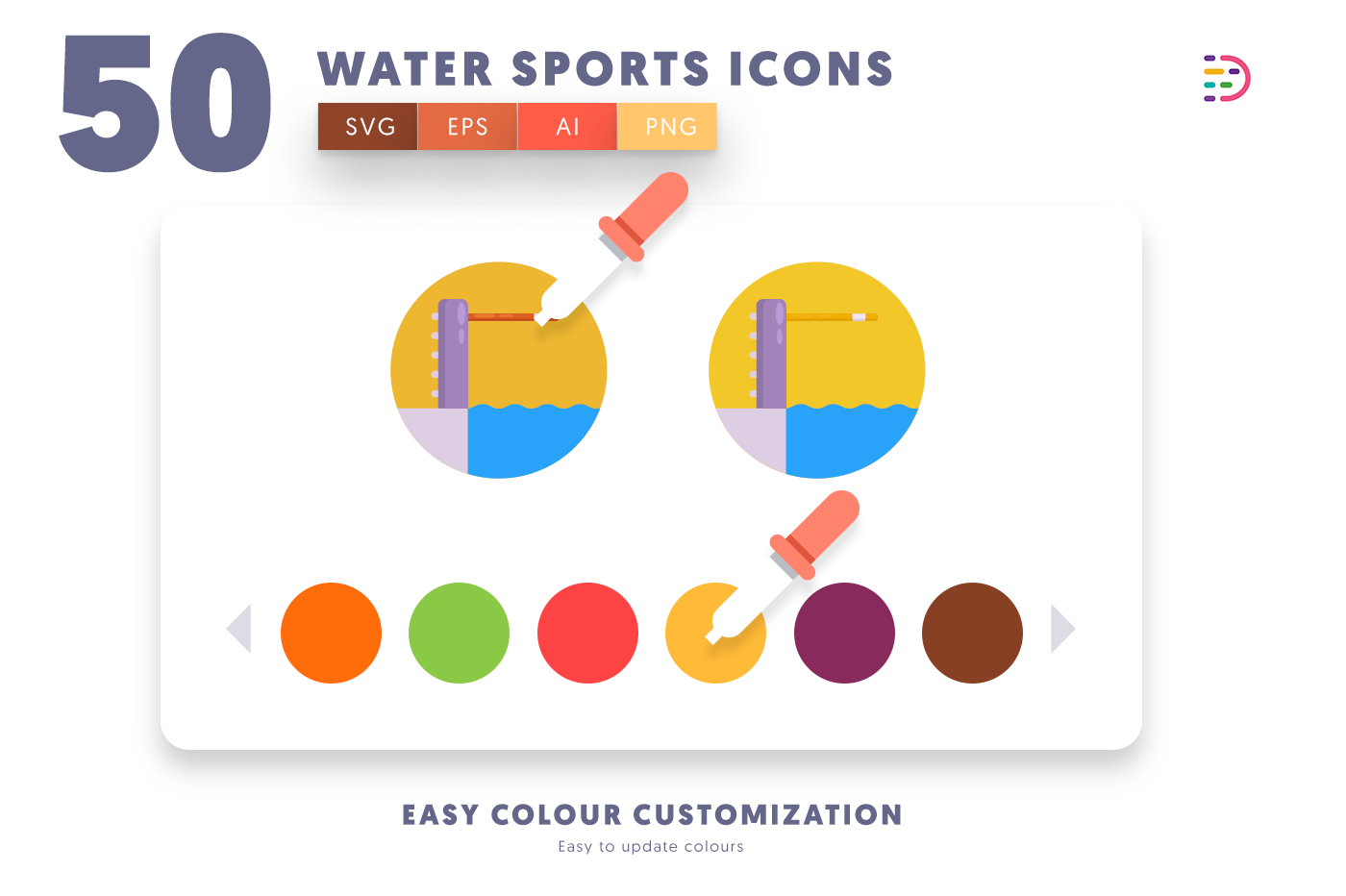Customizable and vector Water Sports Icons