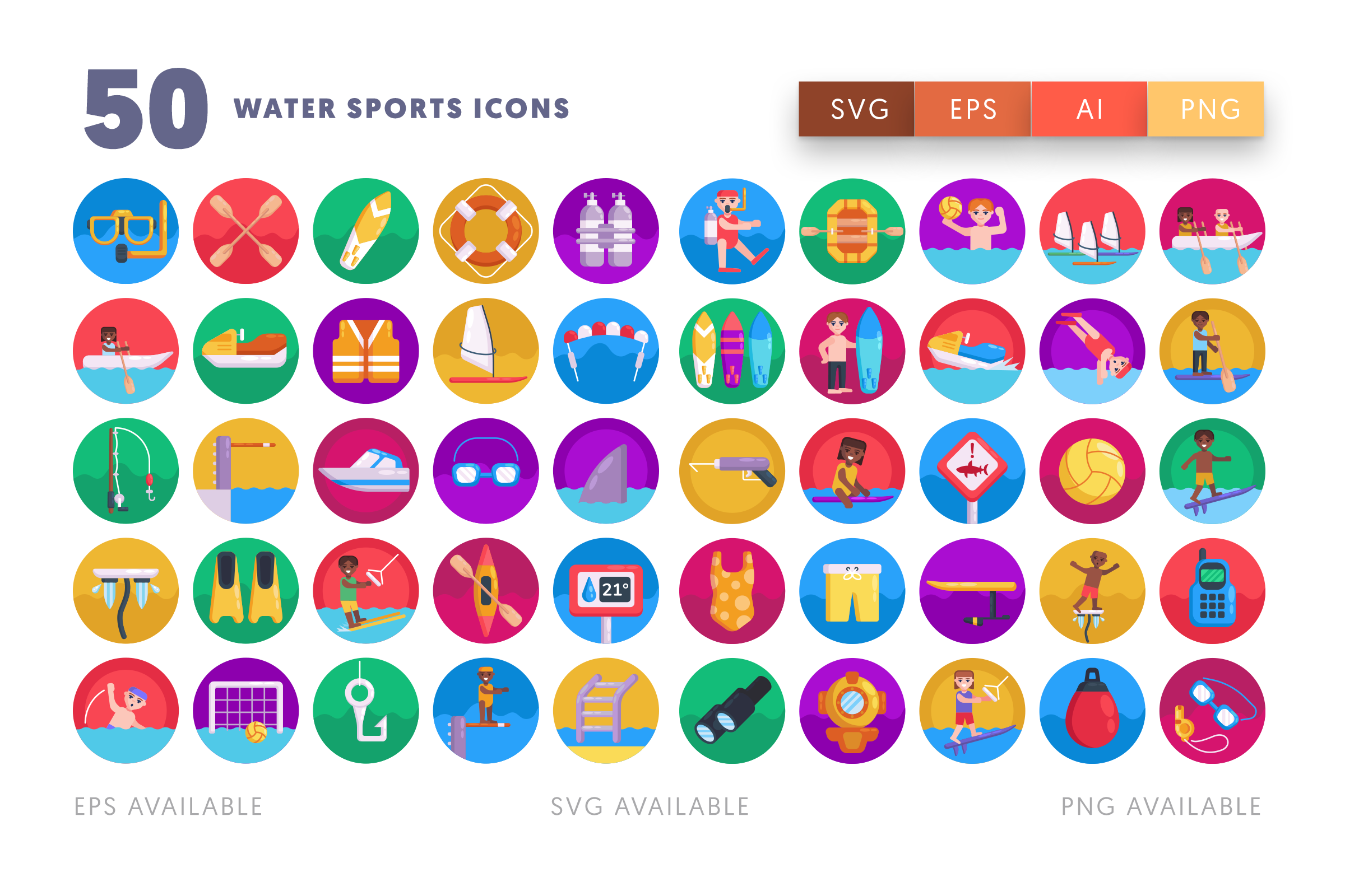 Water Sports icons png/svg/eps