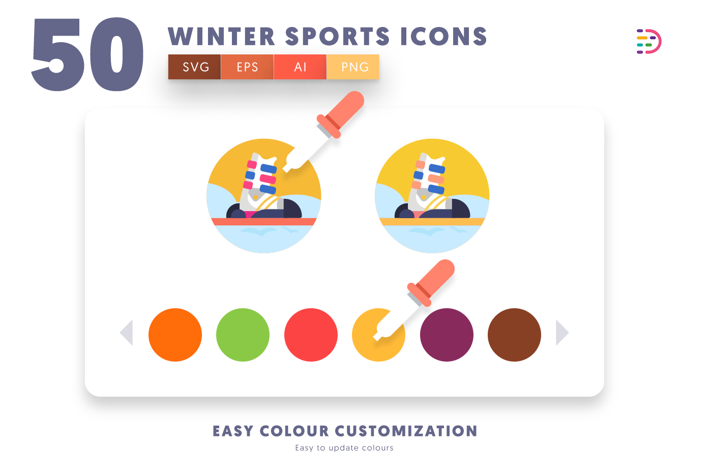 Customizable and vector Winter Sports Icons