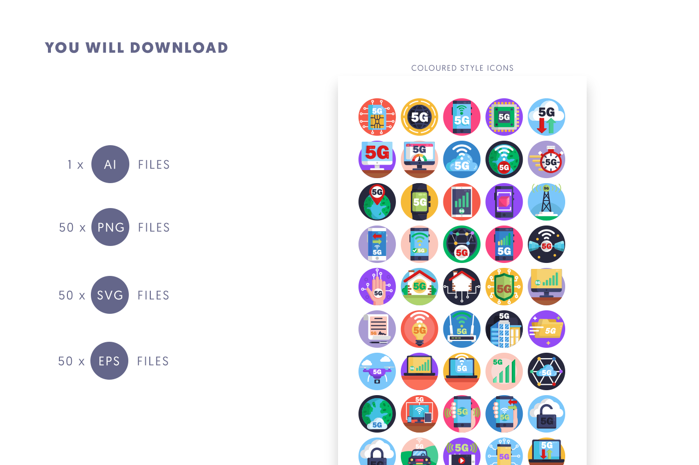 Compatible 50 5G Icons pack