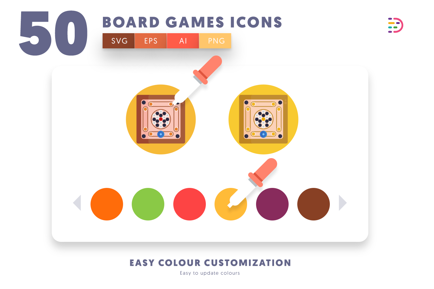 Customizable and vector 50 Board Games Icons