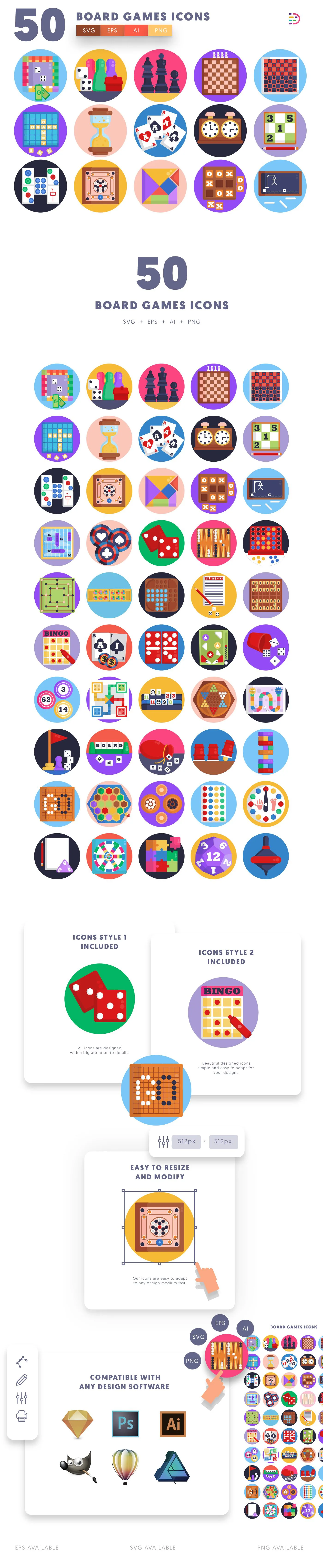 Editable Board Games icons icon pack, easy to edit and customize icons