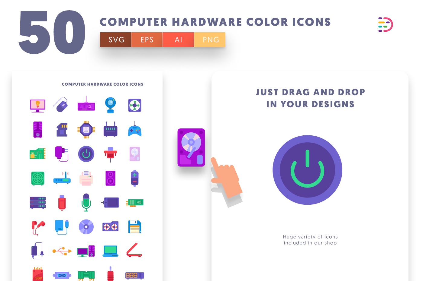 Computer Hardware Color Icons