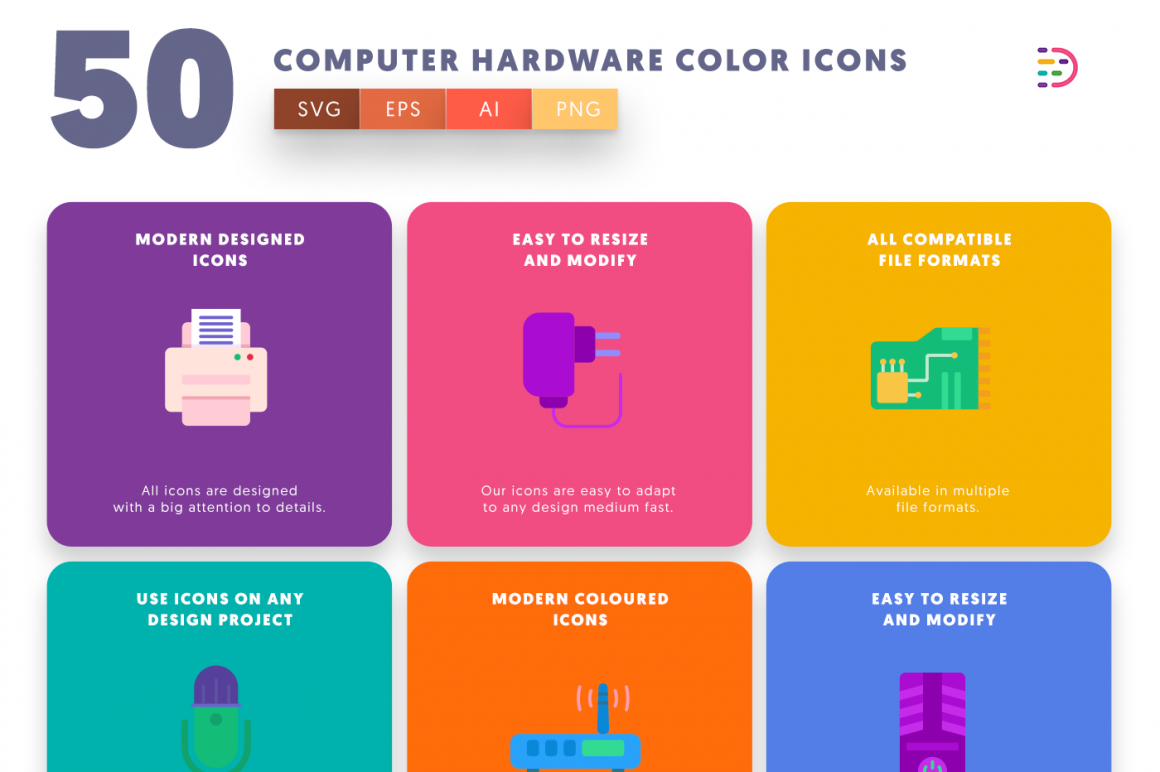 50 Computer Hardware Color Icons - Dighital Icons | Premium Icon Sets ...