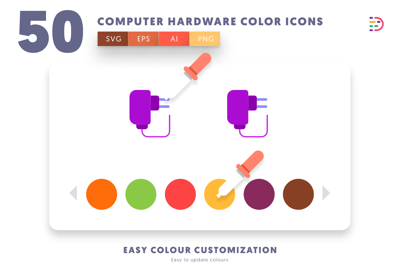 Customizable and vector Computer Hardware Color Icons