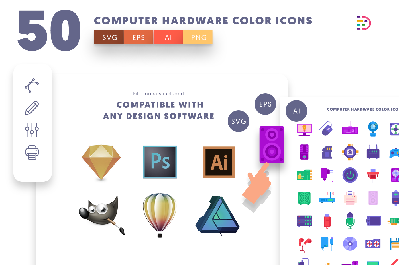 Computer Hardware Color Icons