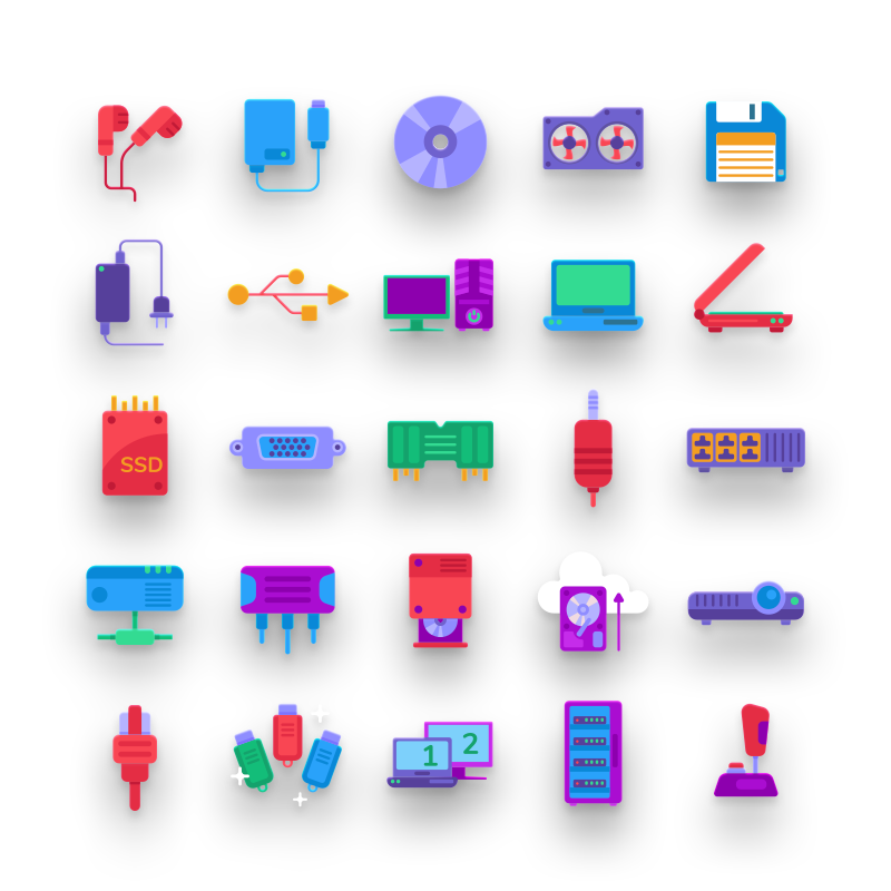 Computer Hardware Color Icons