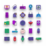 Computer Hardware Line Color Icons