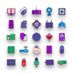Computer Hardware Line Color Icons
