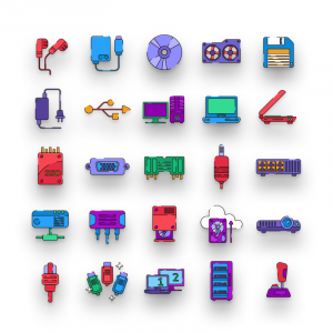 Computer Hardware Line Color Icons Cover