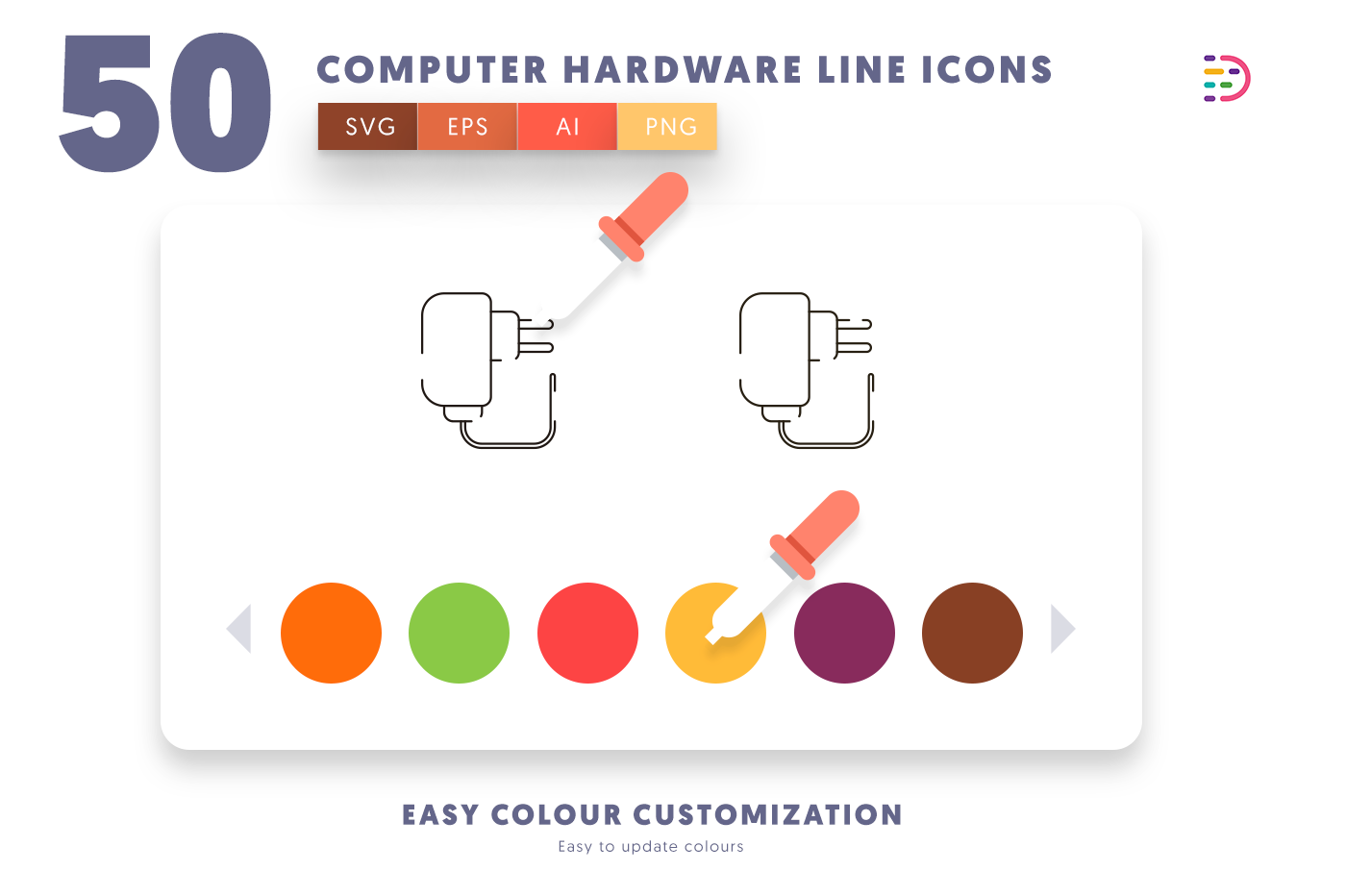Customizable and vector Computer Hardware Line Icons