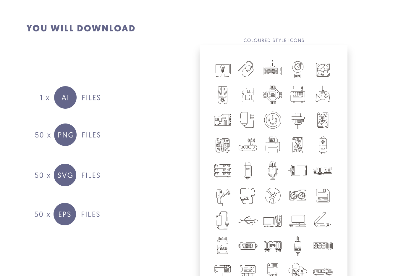 Compatible Computer Hardware Line Icons pack
