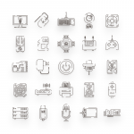 Computer Hardware Line Icons
