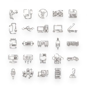Computer Hardware Line Icons Cover