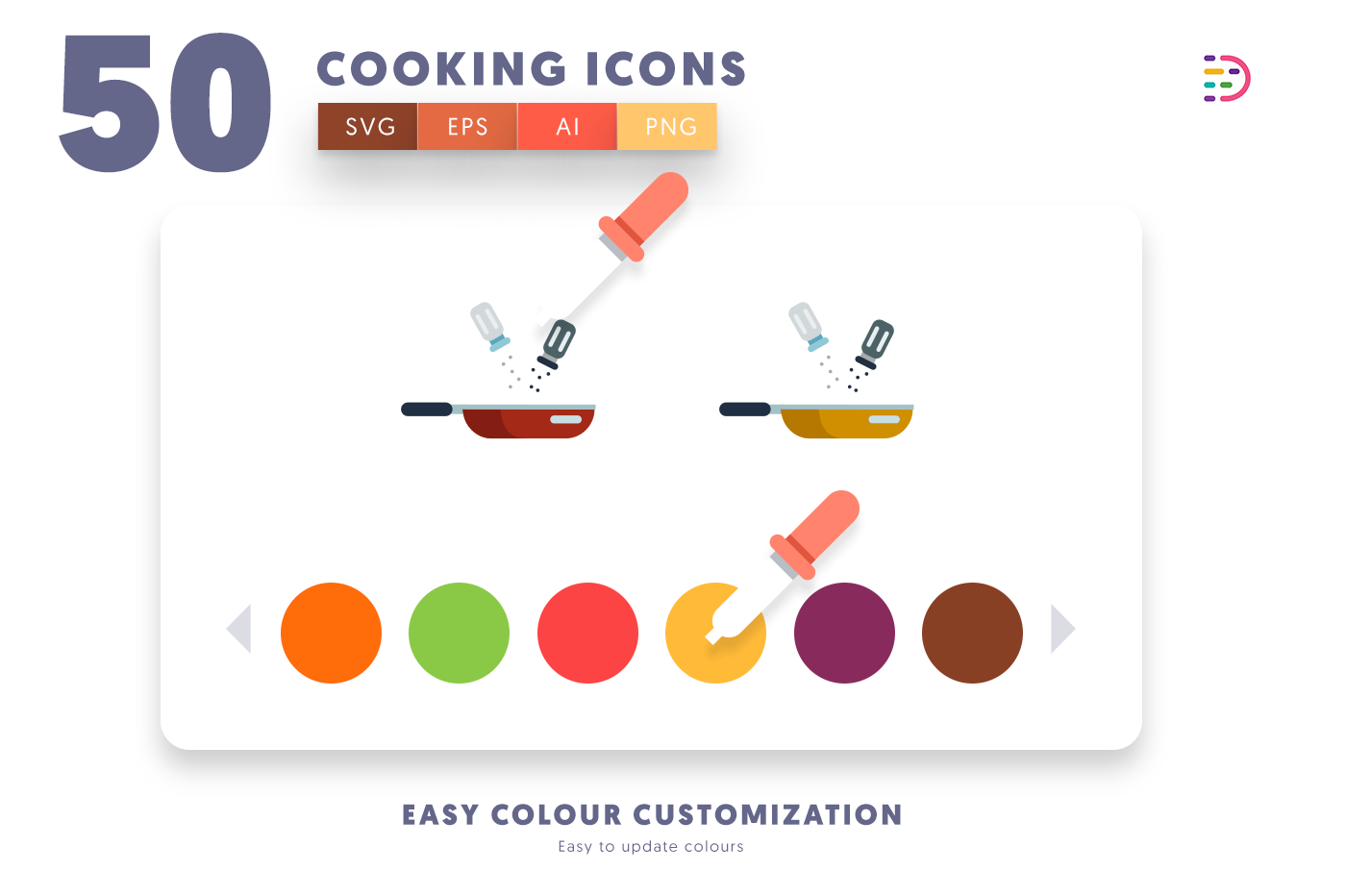 Customizable and vector Cooking Icons