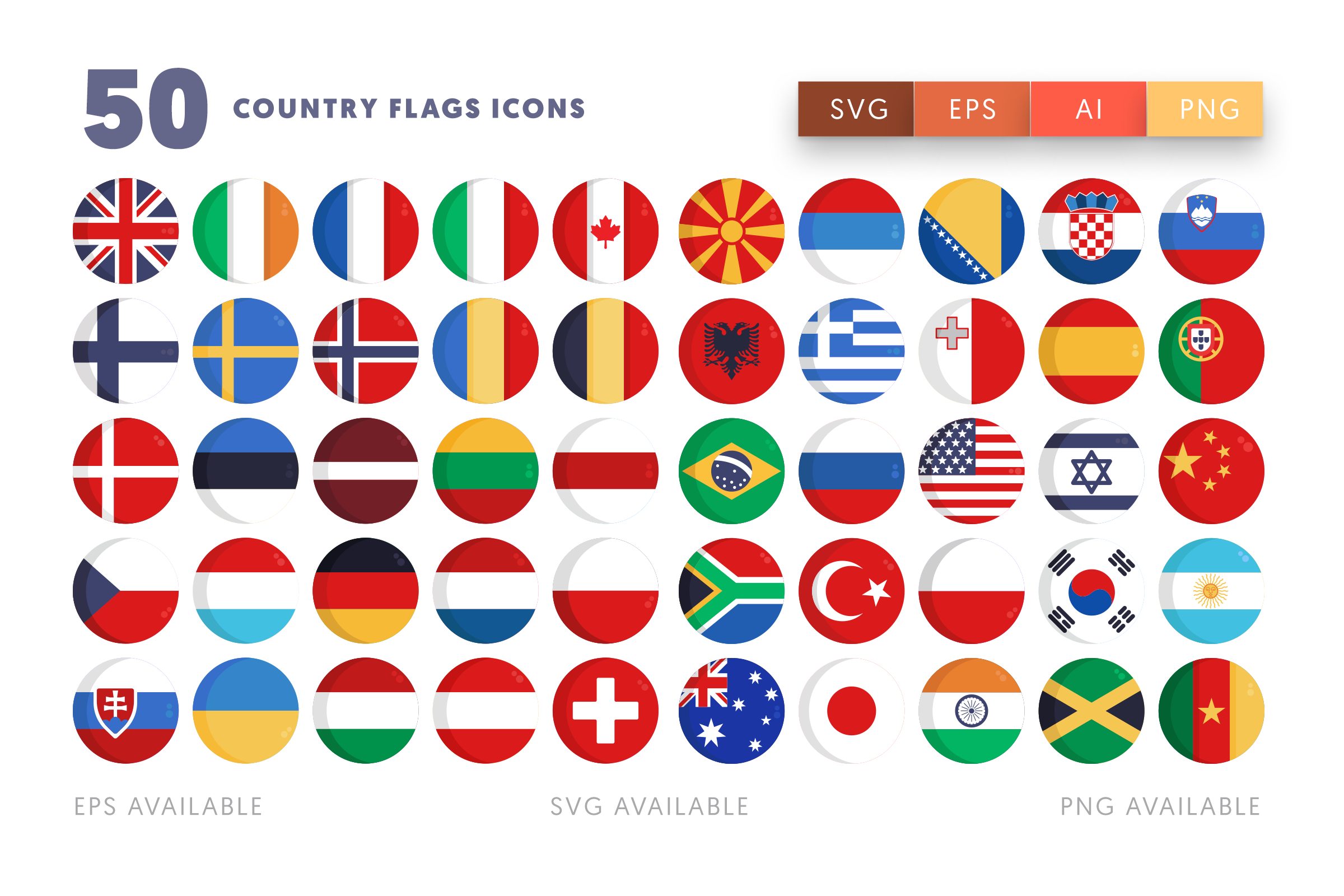 30 Country Flag Icons, Graphics Envato Elements, 57% OFF