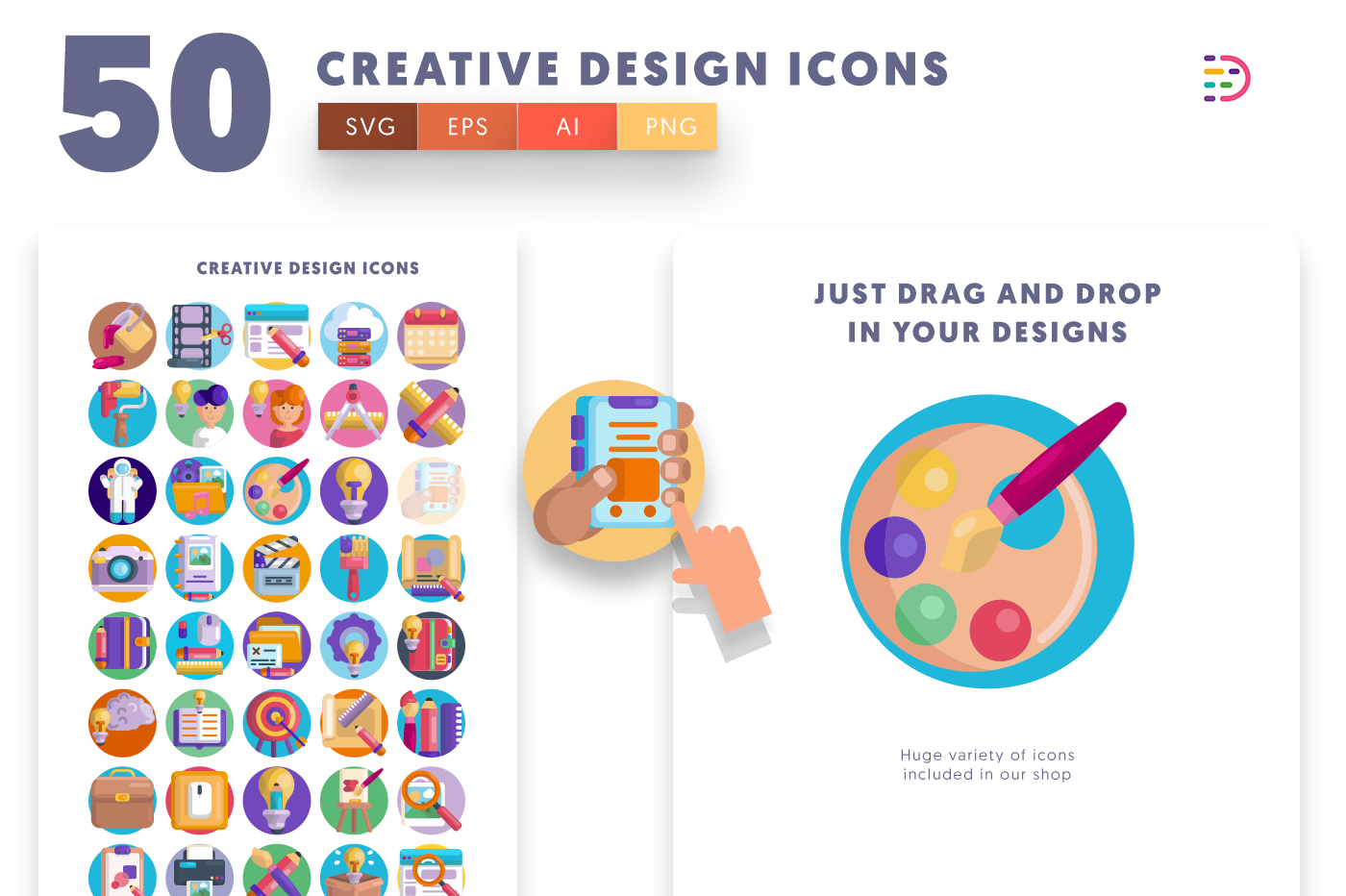 Drag and drop vector 50 Creative Design Icons 