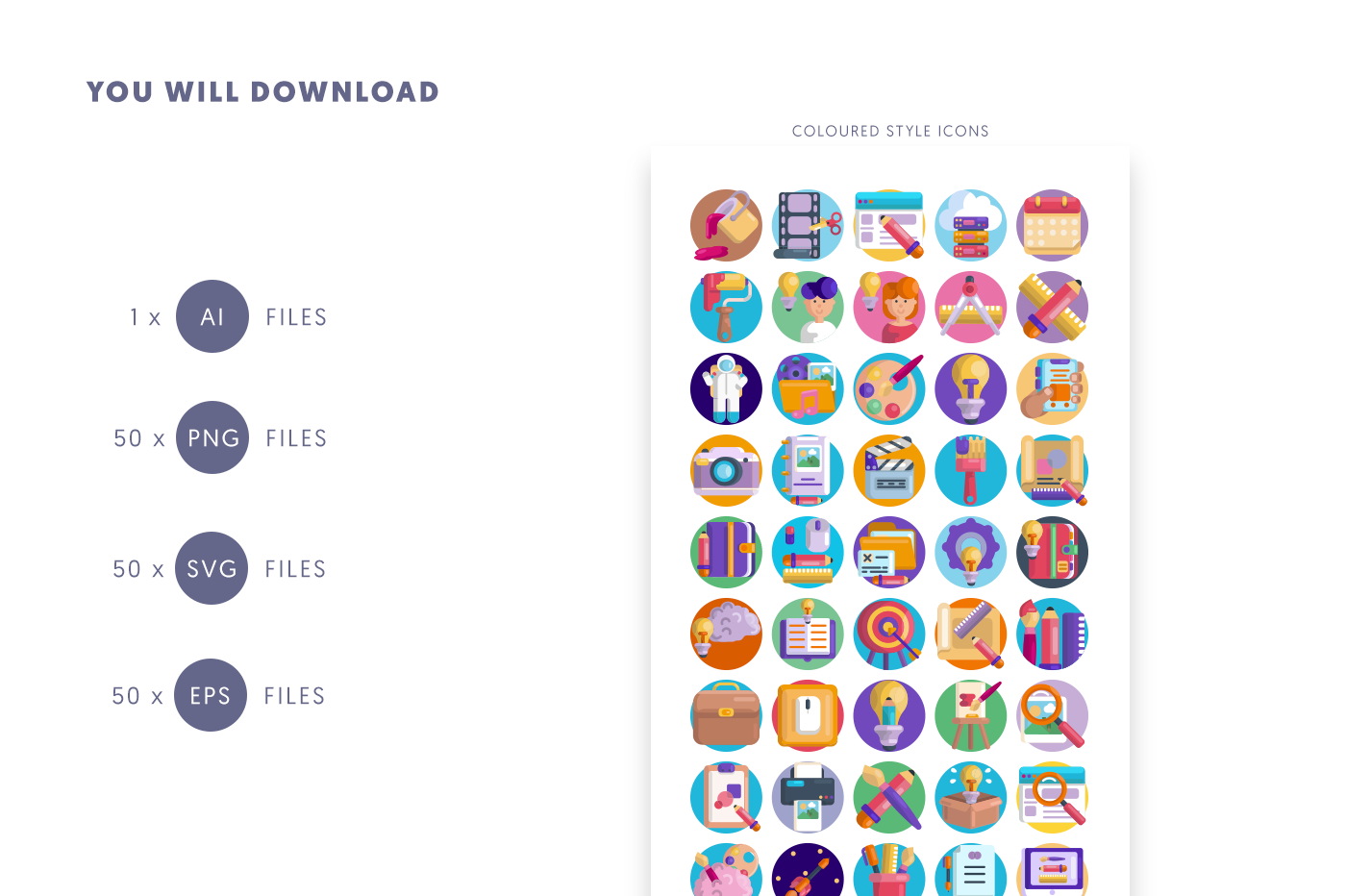 Compatible 50 Creative Design Icons pack