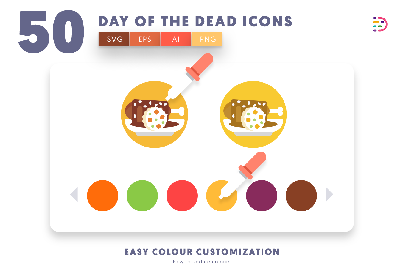Customizable and vector Day of the Dead Icons
