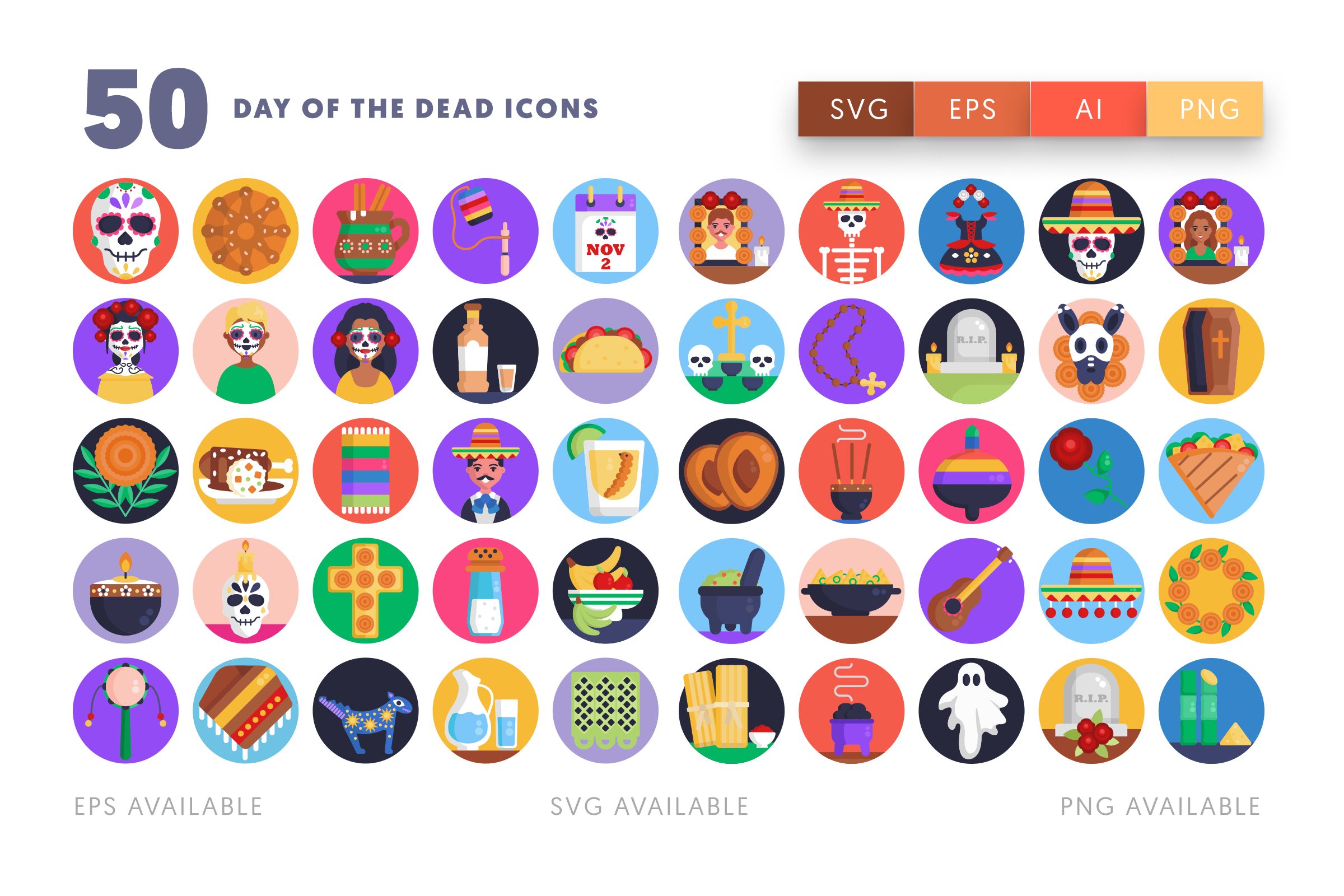 Day of the Dead icons png/svg/eps