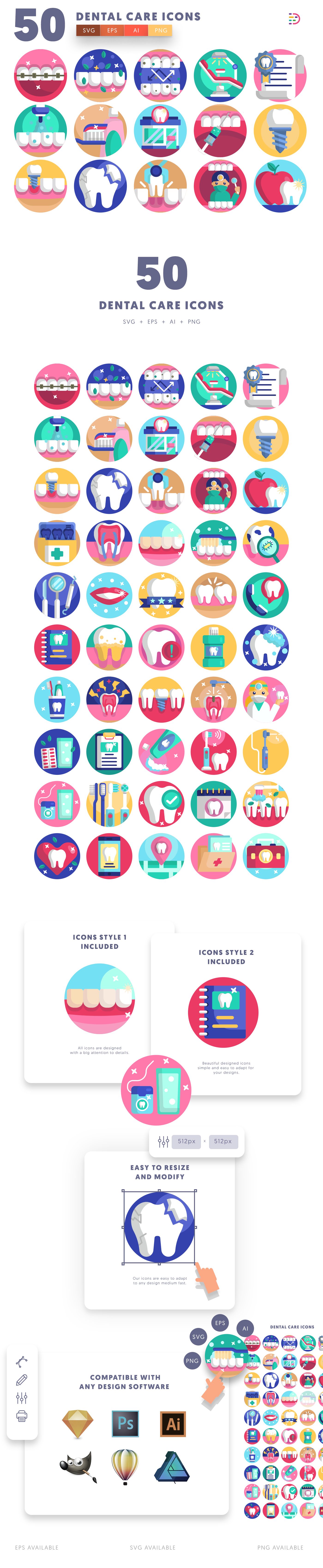 Dental Care icons info graphic