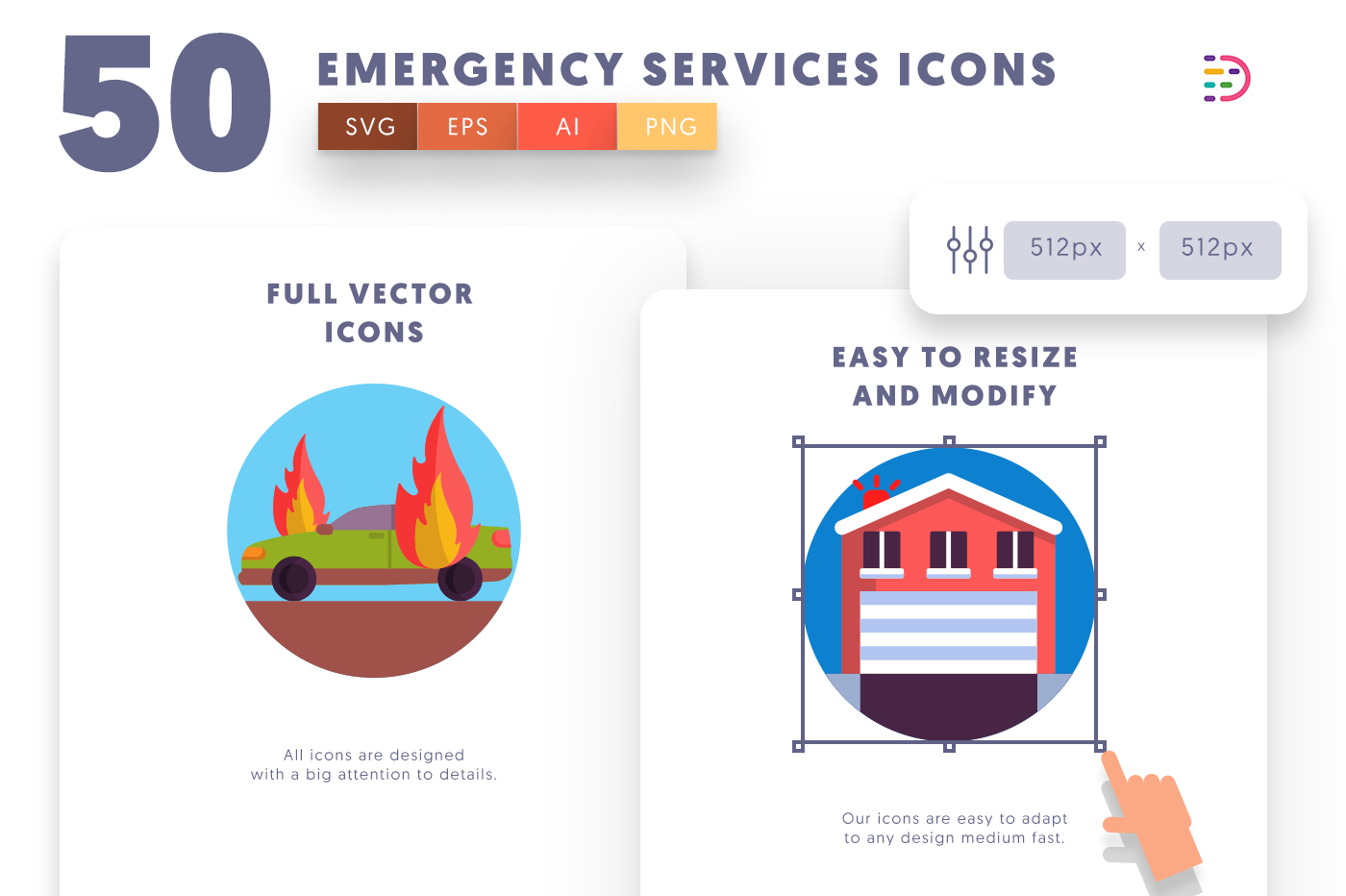 Full vector 50EmergencyServices Icons