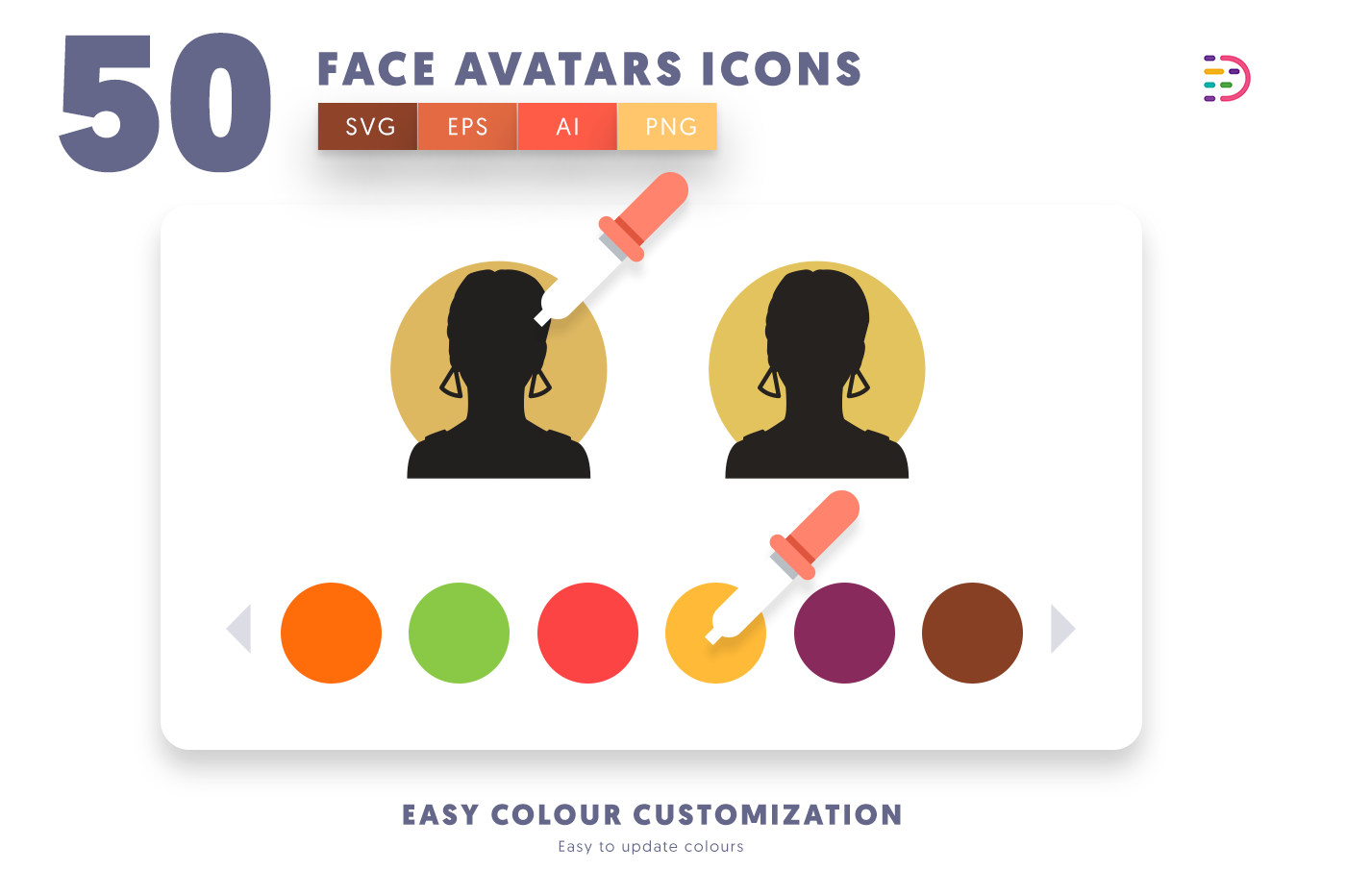 Customizable and vector Face Avatars Icons