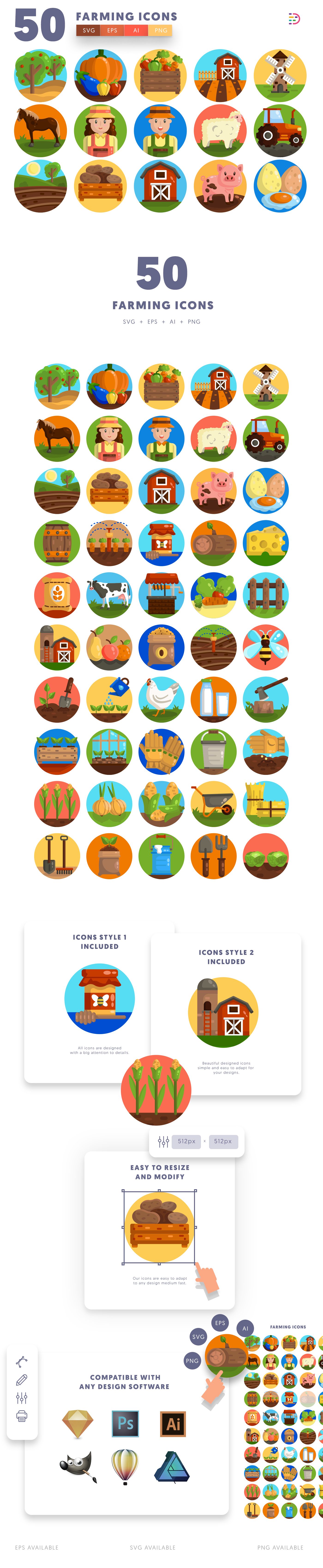 Editable farming icons icon pack, easy to edit and customize icons