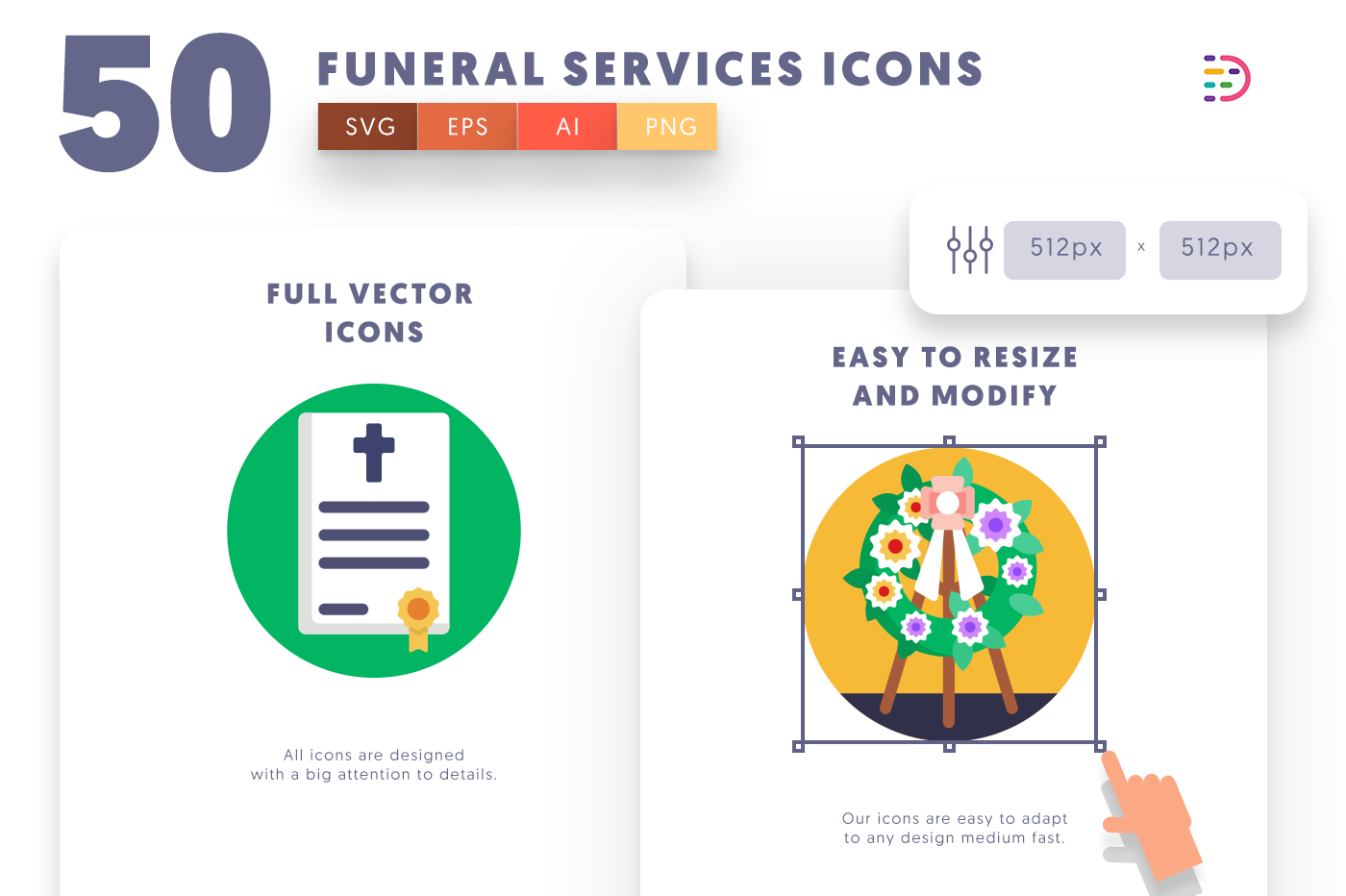 Full vector 50 Funeral Services Icons