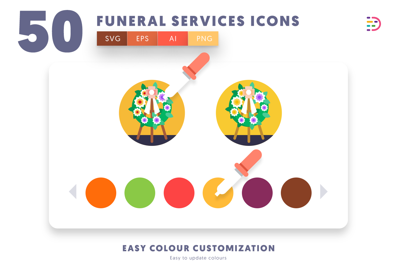 Customizable and vector Funeral Services Icons