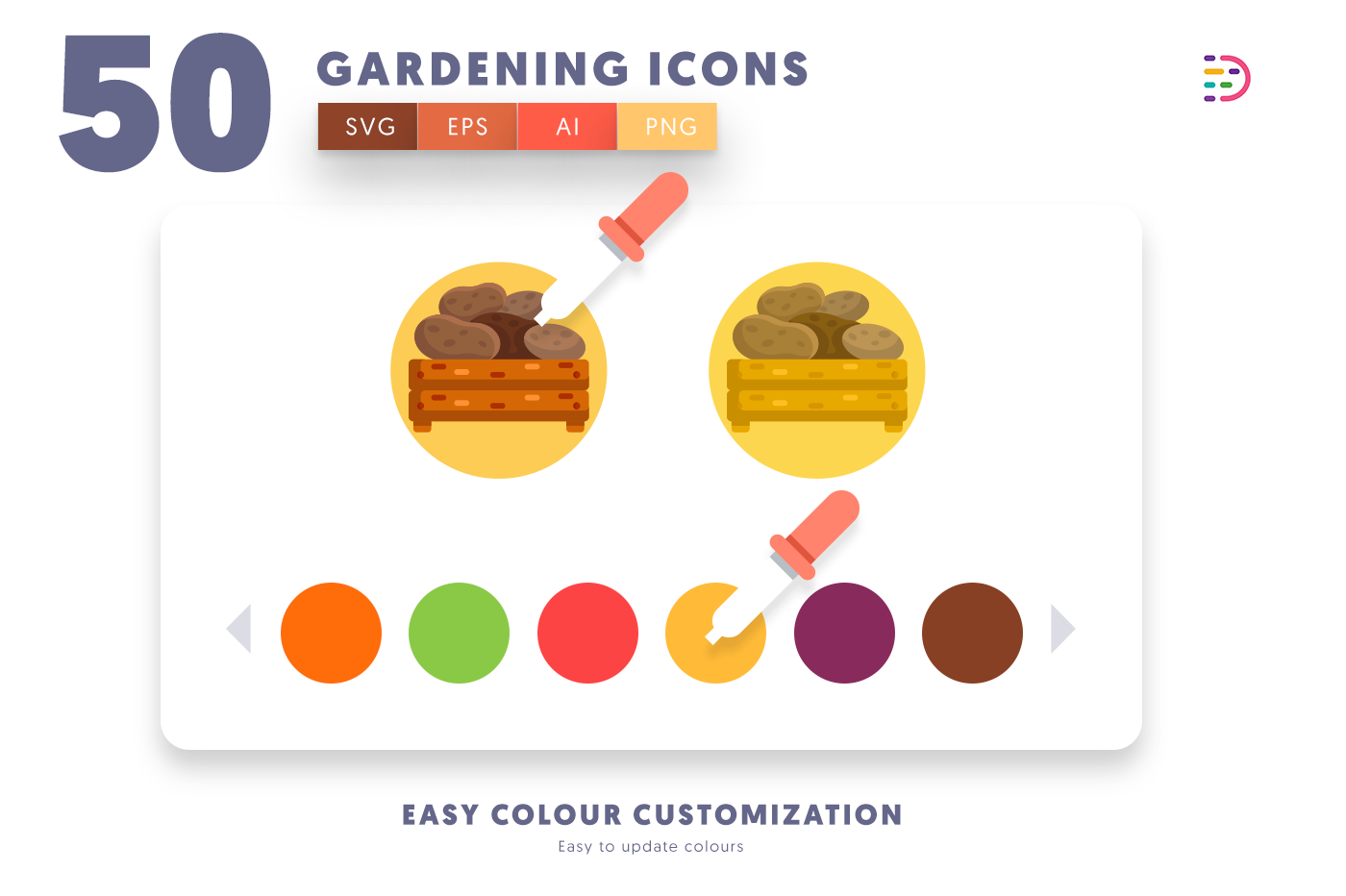 Customizable and vector Gardening Icons