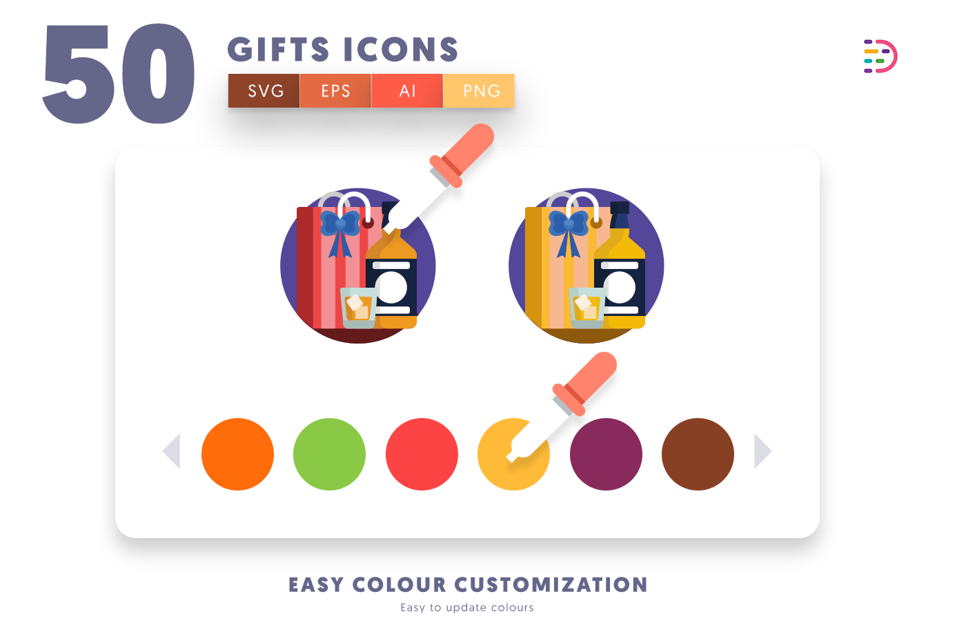 Customizable and vector Gifts Icons