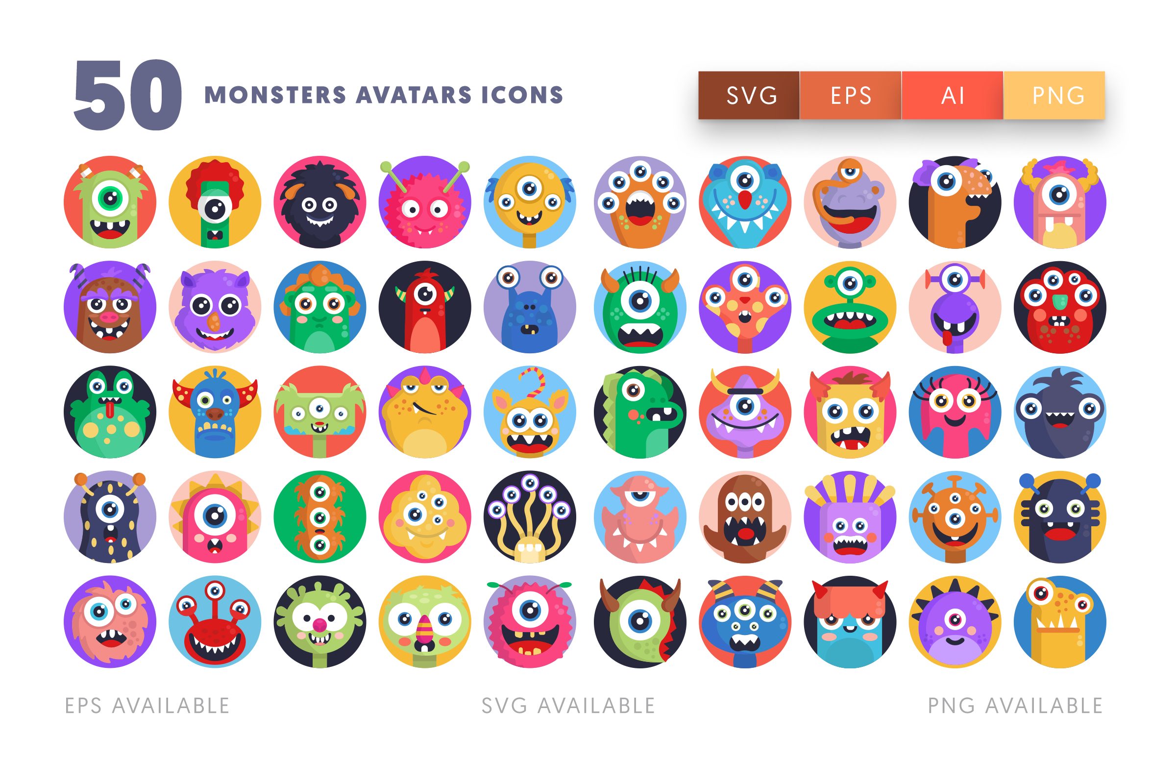 Monsters Avatars icons png/svg/eps