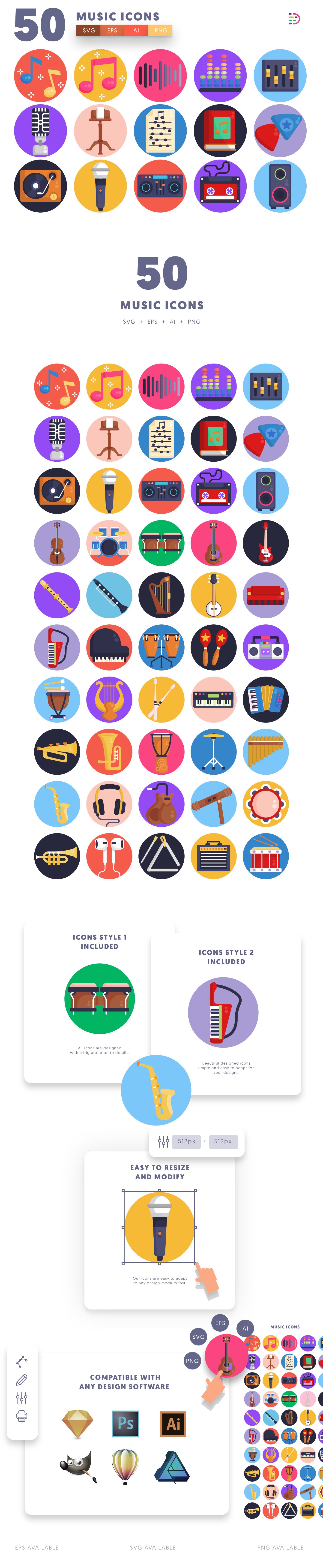 Editable music icons icon pack, easy to edit and customize icons